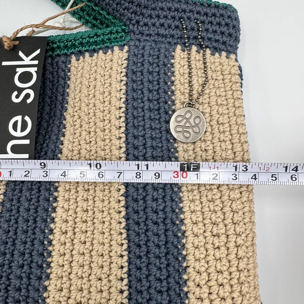 The Sak Gen Tote Bag Women's Green Beige Striped Crochet Recycled 109915 - Picture 5 of 12